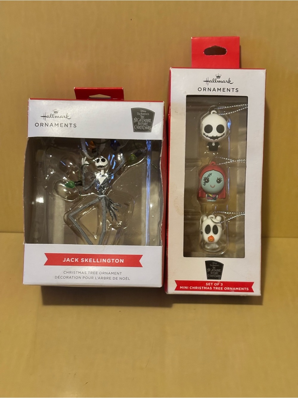 Set of 2 Hallmark “THE NIGHTMARE BEFORE CHRISTMAS” Ornament